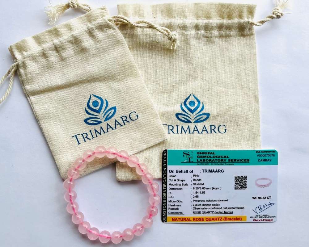 3 Solace Rose Quartz Natural Stone Bracelet - Image 1