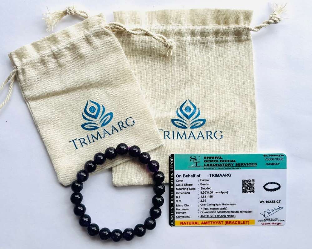 3 Wellness Amethyst Natural Stone Bracelet - Image 1